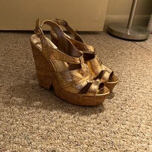 BCBG Rose Gold Wedges. Size 9.